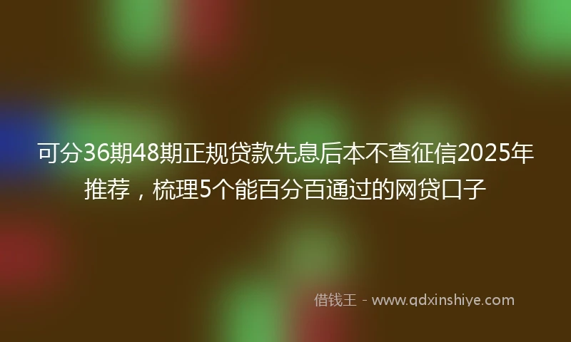 可分36期48期正规贷款先息后本不查征信2025年推荐,梳理5个能百分百通过的网贷口子