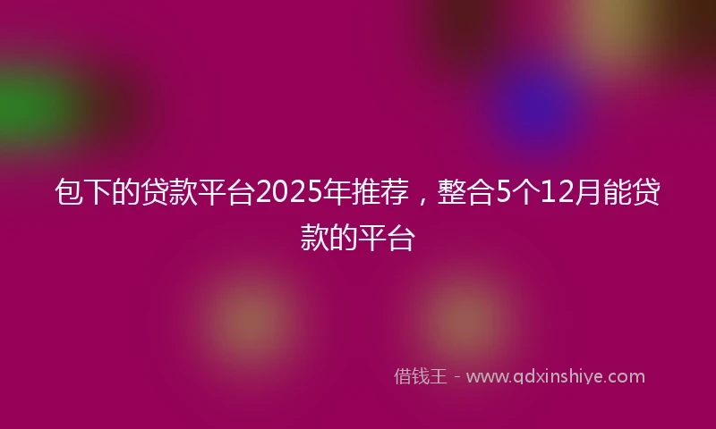 包下的贷款平台2025年推荐，整合5个12月能贷款的平台