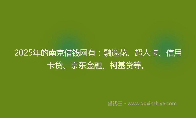 2025年的南京借钱网有：融逸花、超人卡、信用卡贷、京东金融、柯基贷等。