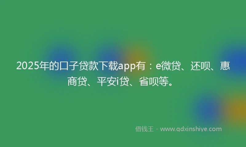 2025年的口子贷款下载app有：e微贷、还呗、惠商贷、平安i贷、省呗等。