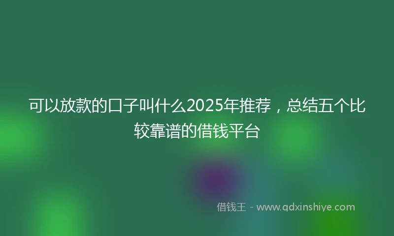 可以放款的口子叫什么2025年推荐，总结五个比较靠谱的借钱平台