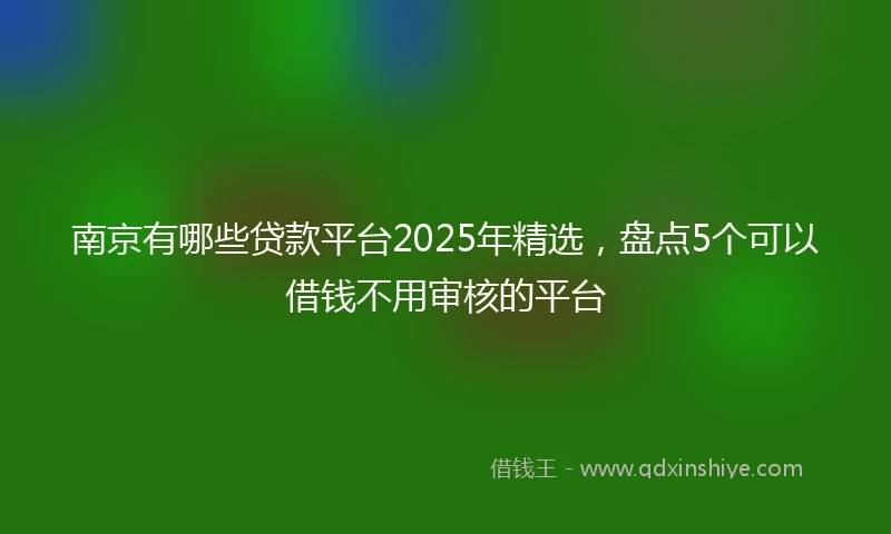 南京有哪些贷款平台2025年精选，盘点5个可以借钱不用审核的平台