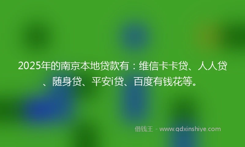 2025年的南京本地贷款有：维信卡卡贷、人人贷、随身贷、平安i贷、百度有钱花等。