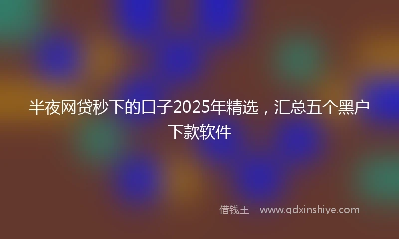 半夜网贷秒下的口子2025年精选，汇总五个黑户下款软件