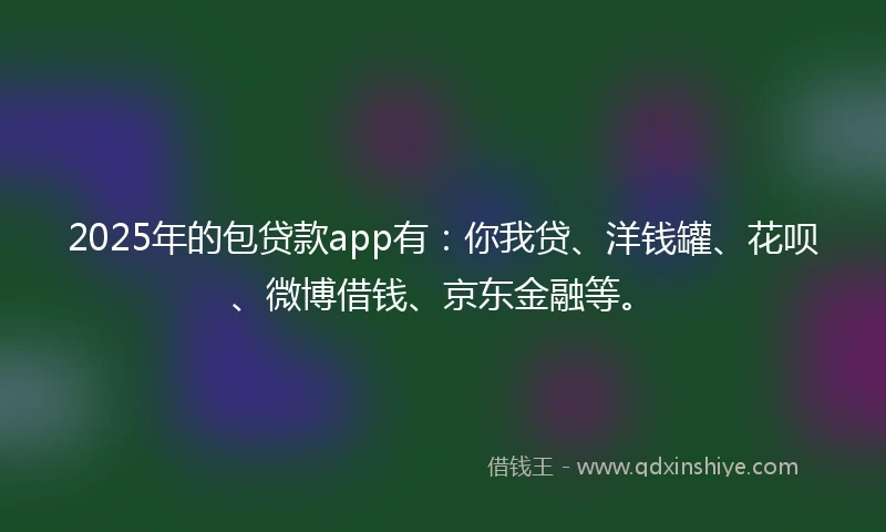 2025年的包贷款app有：你我贷、洋钱罐、花呗、微博借钱、京东金融等。