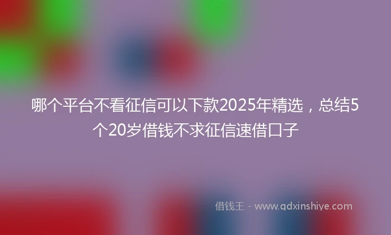 哪个平台不看征信可以下款2025年精选，总结5个20岁借钱不求征信速借口子