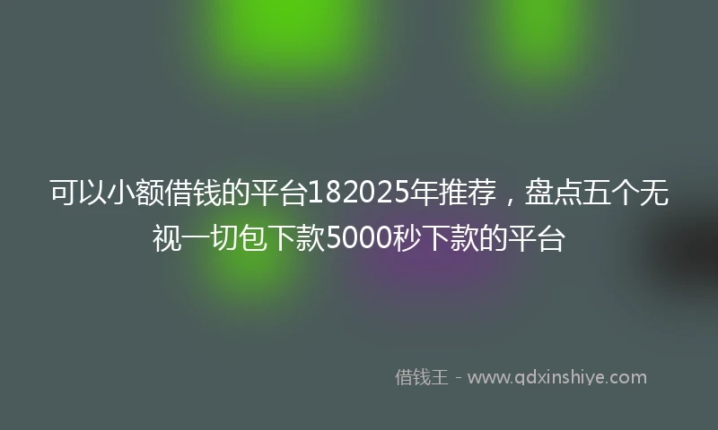 可以小额借钱的平台182025年推荐，盘点五个无视一切包下款5000秒下款的平台