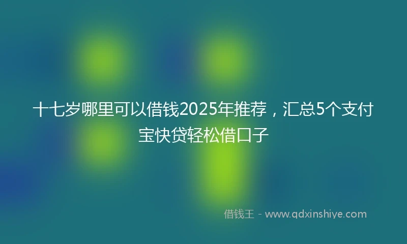 十七岁哪里可以借钱2025年推荐，汇总5个支付宝快贷轻松借口子