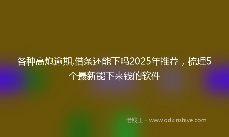 各种高炮逾期,借条还能下吗2025年推荐，梳理5个最新能下来钱的软件