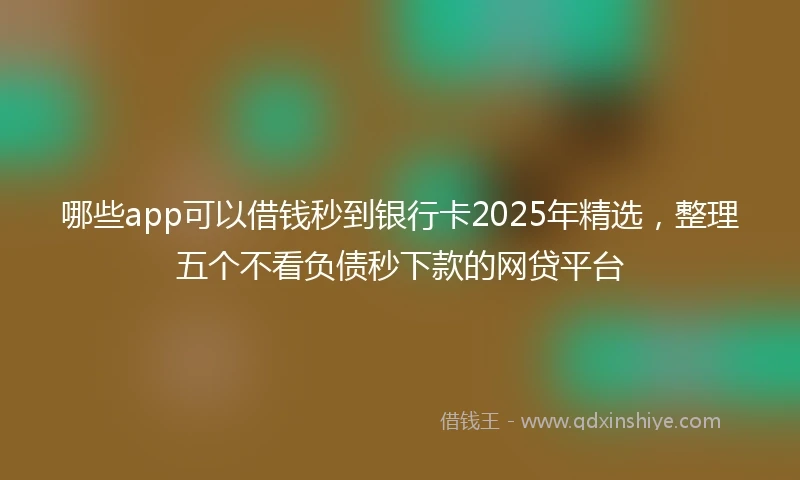 哪些app可以借钱秒到银行卡2025年精选，整理五个不看负债秒下款的网贷平台