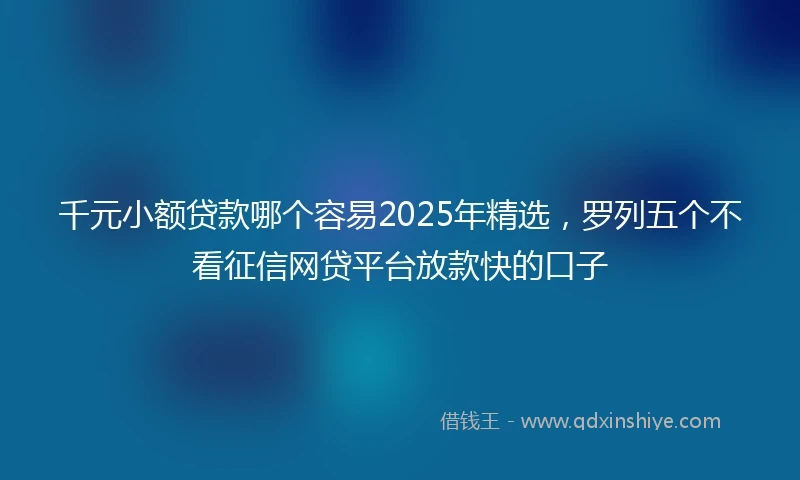 千元小额贷款哪个容易2025年精选，罗列五个不看征信网贷平台放款快的口子