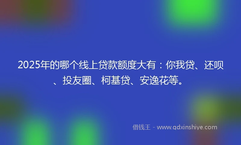 2025年的哪个线上贷款额度大有：你我贷、还呗、投友圈、柯基贷、安逸花等。