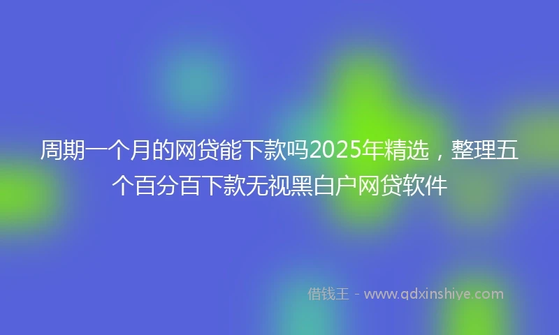 周期一个月的网贷能下款吗2025年精选，整理五个百分百下款无视黑白户网贷软件
