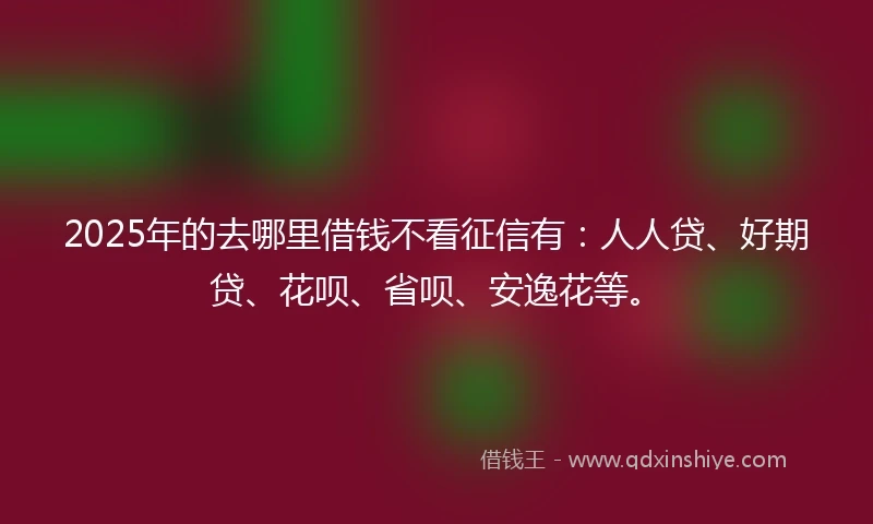 2025年的去哪里借钱不看征信有：人人贷、好期贷、花呗、省呗、安逸花等。