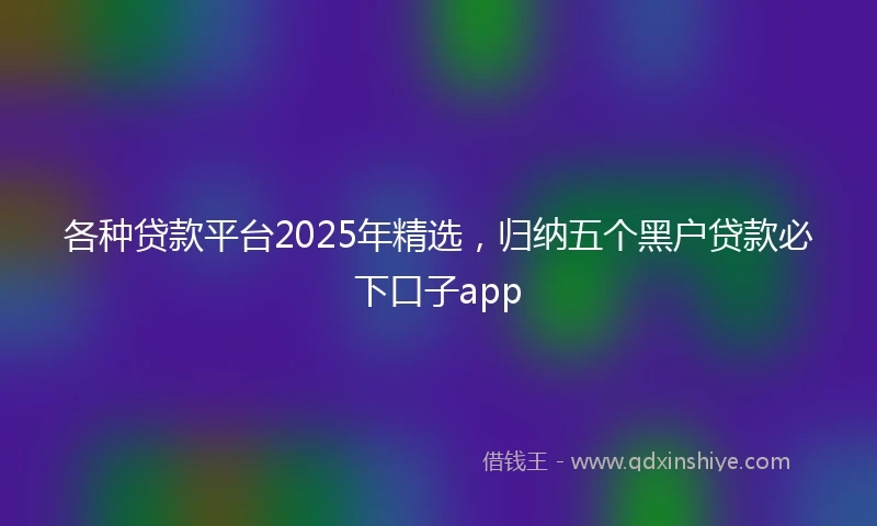 各种贷款平台2025年精选，归纳五个黑户贷款必下口子app