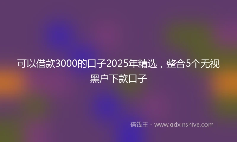 可以借款3000的口子2025年精选,整合5个无视黑户下款口子
