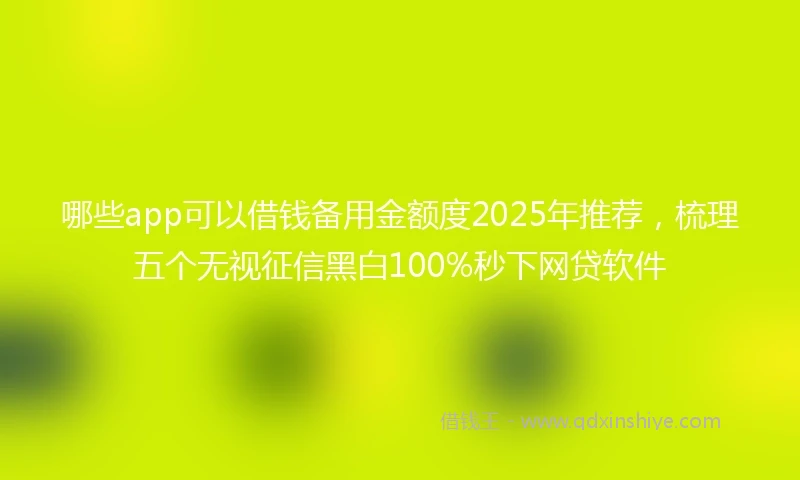 哪些app可以借钱备用金额度2025年推荐，梳理五个无视征信黑白100%秒下网贷软件