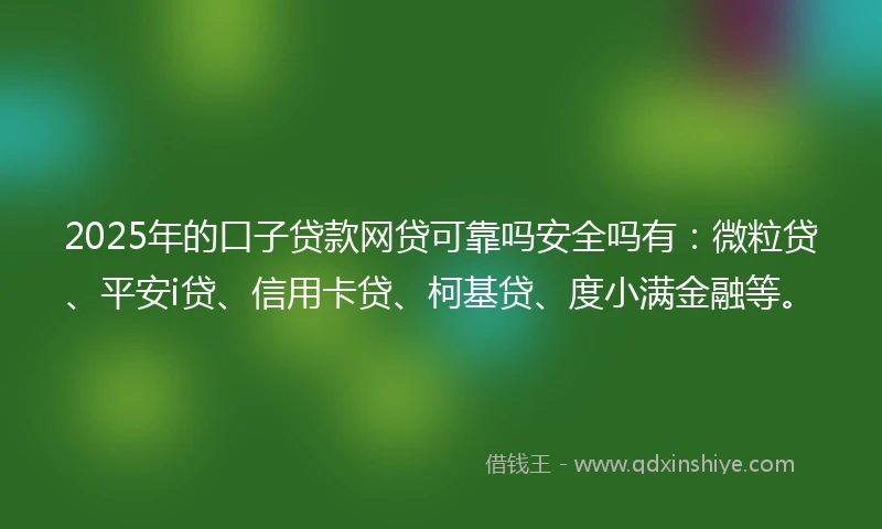 2025年的口子贷款网贷可靠吗安全吗有:微粒贷、平安i贷、信用卡贷、柯基贷、度小满金融等。