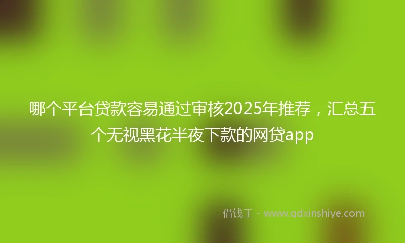 哪个平台贷款容易通过审核2025年推荐，汇总五个无视黑花半夜下款的网贷app
