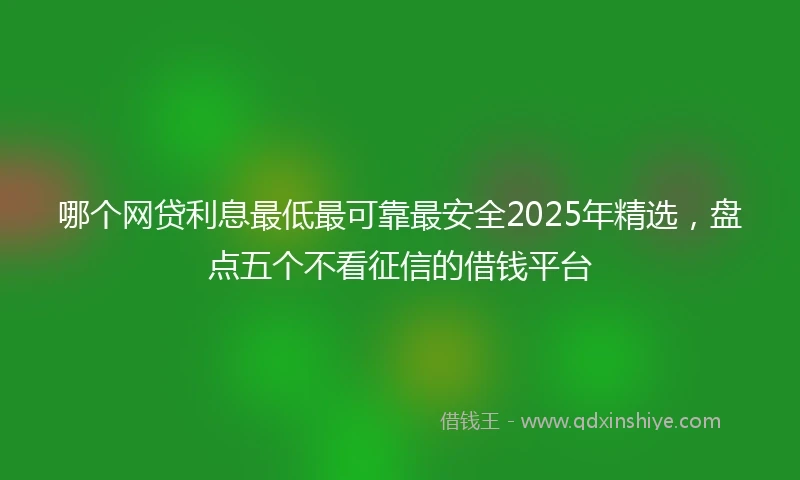 哪个网贷利息最低最可靠最安全2025年精选,盘点五个不看征信的借钱平台