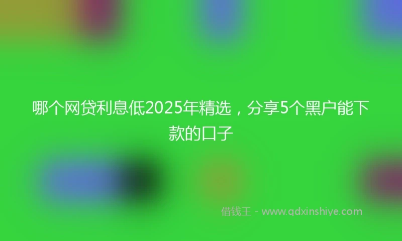 哪个网贷利息低2025年精选，分享5个黑户能下款的口子