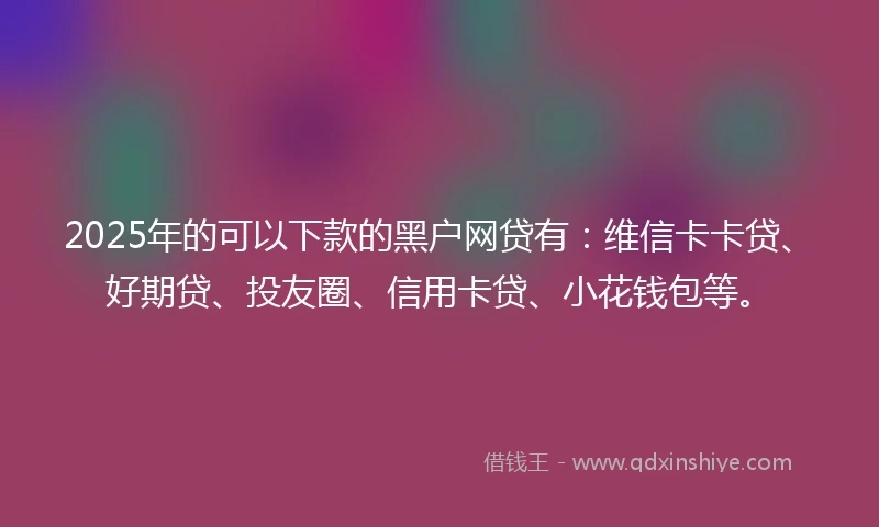 2025年的可以下款的黑户网贷有：维信卡卡贷、好期贷、投友圈、信用卡贷、小花钱包等。