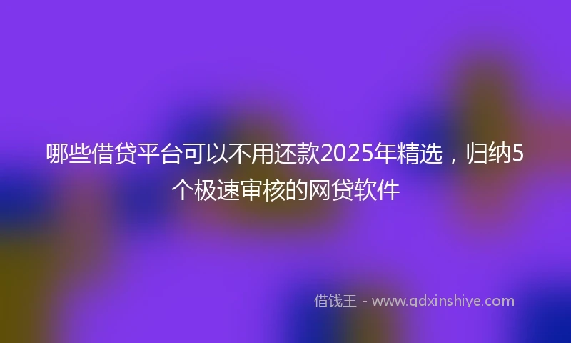 哪些借贷平台可以不用还款2025年精选，归纳5个极速审核的网贷软件