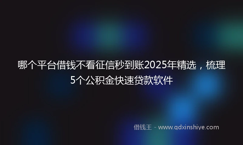 哪个平台借钱不看征信秒到账2025年精选，梳理5个公积金快速贷款软件