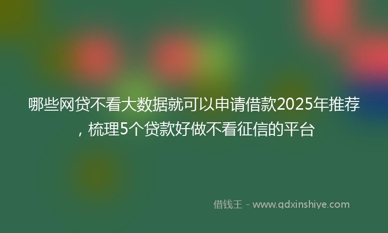 哪些网贷不看大数据就可以申请借款2025年推荐,梳理5个贷款好做不看征信的平台
