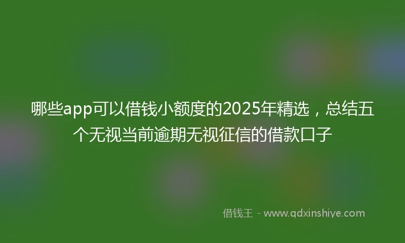 哪些app可以借钱小额度的2025年精选，总结五个无视当前逾期无视征信的借款口子