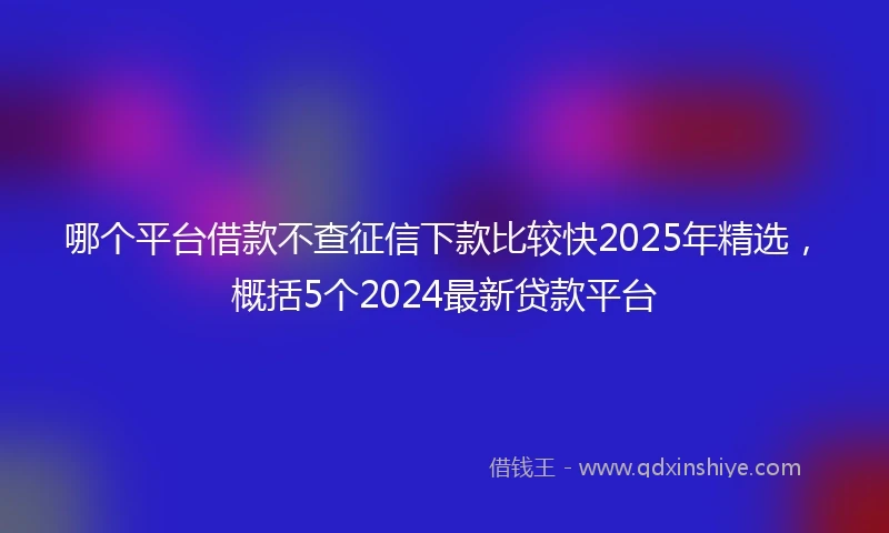 哪个平台借款不查征信下款比较快2025年精选，概括5个2024最新贷款平台