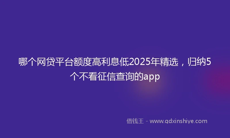 哪个网贷平台额度高利息低2025年精选，归纳5个不看征信查询的app