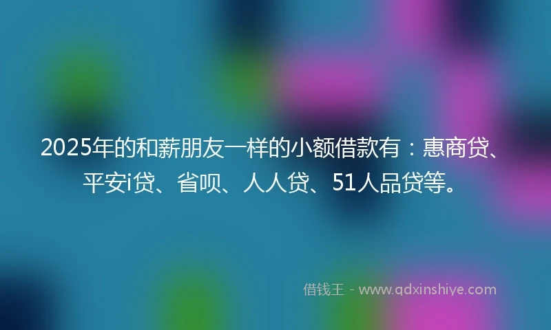 2025年的和薪朋友一样的小额借款有：惠商贷、平安i贷、省呗、人人贷、51人品贷等。