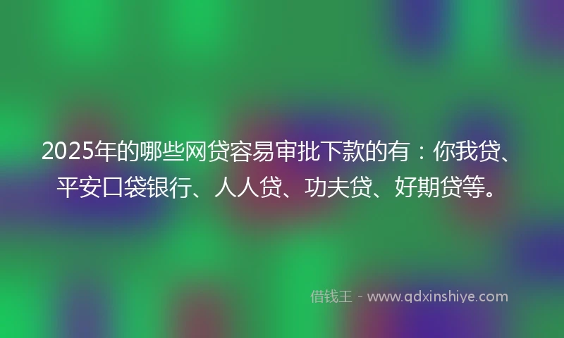 2025年的哪些网贷容易审批下款的有：你我贷、平安口袋银行、人人贷、功夫贷、好期贷等。