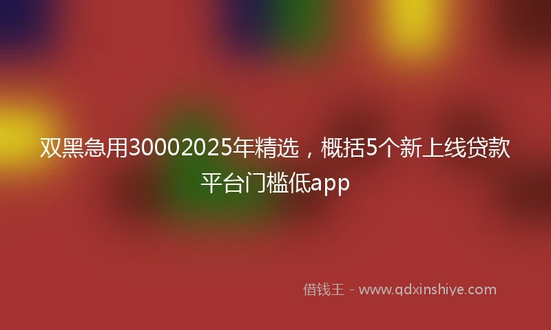 双黑急用30002025年精选，概括5个新上线贷款平台门槛低app