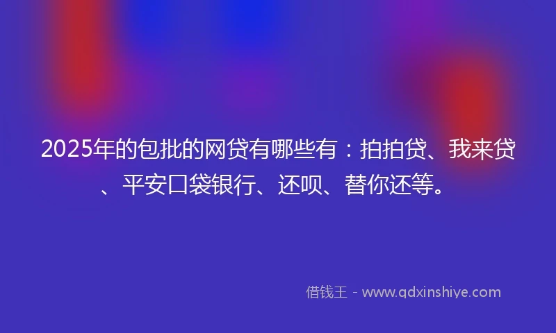 2025年的包批的网贷有哪些有：拍拍贷、我来贷、平安口袋银行、还呗、替你还等。