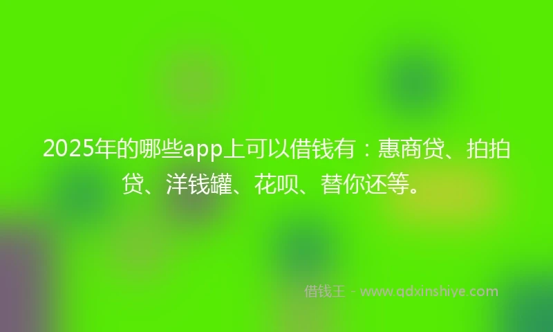 2025年的哪些app上可以借钱有：惠商贷、拍拍贷、洋钱罐、花呗、替你还等。