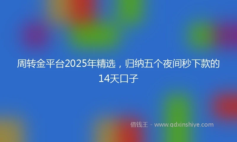 周转金平台2025年精选，归纳五个夜间秒下款的14天口子