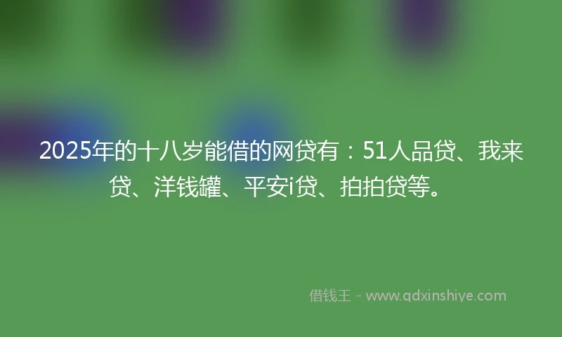 2025年的十八岁能借的网贷有：51人品贷、我来贷、洋钱罐、平安i贷、拍拍贷等。