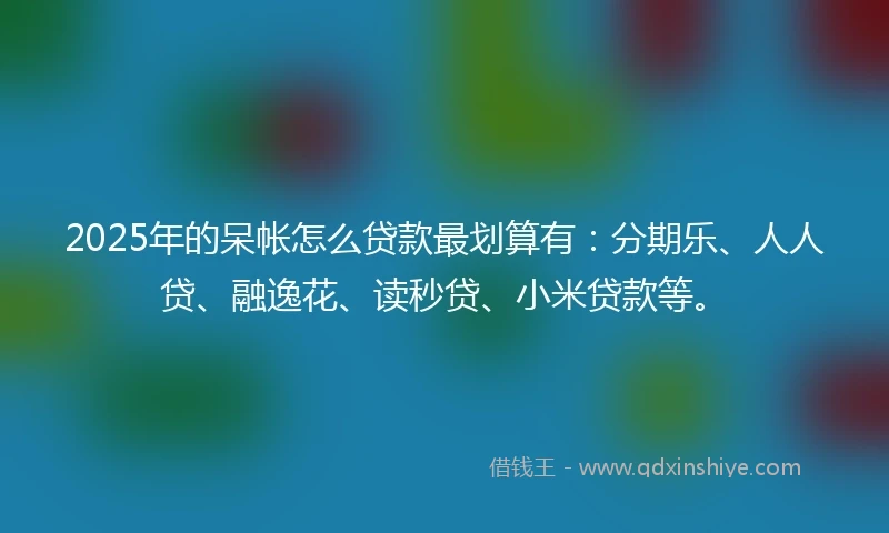 2025年的呆帐怎么贷款最划算有：分期乐、人人贷、融逸花、读秒贷、小米贷款等。