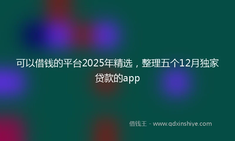 可以借钱的平台2025年精选，整理五个12月独家贷款的app