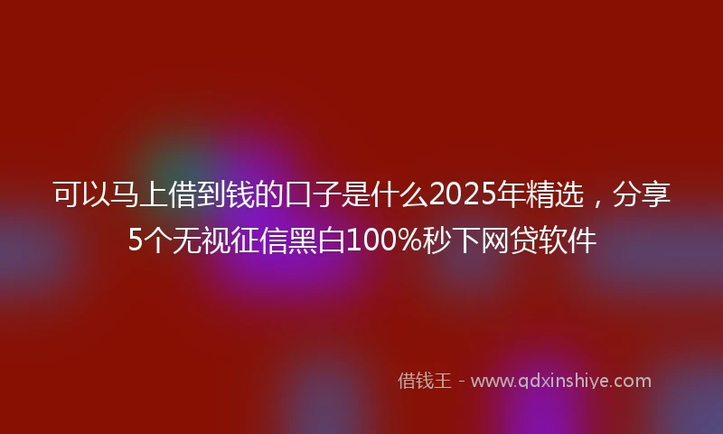 可以马上借到钱的口子是什么2025年精选，分享5个无视征信黑白100%秒下网贷软件