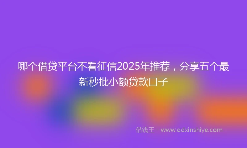 哪个借贷平台不看征信2025年推荐，分享五个最新秒批小额贷款口子