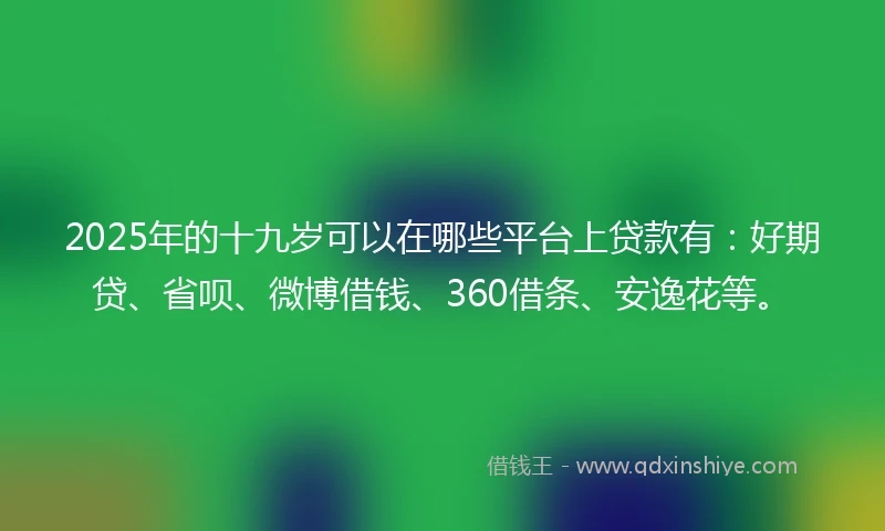 2025年的十九岁可以在哪些平台上贷款有：好期贷、省呗、微博借钱、360借条、安逸花等。