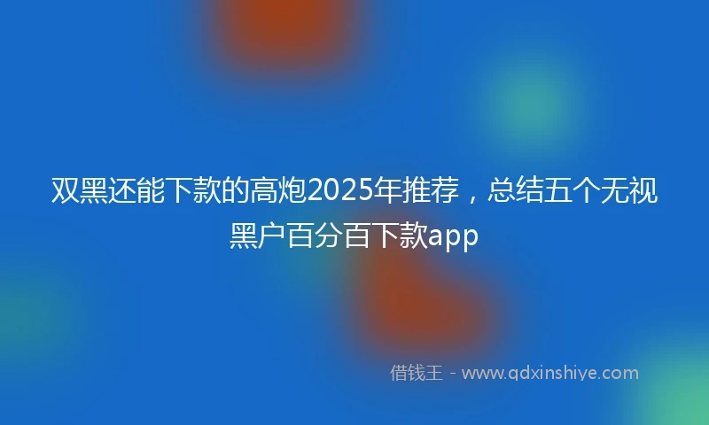 双黑还能下款的高炮2025年推荐，总结五个无视黑户百分百下款app