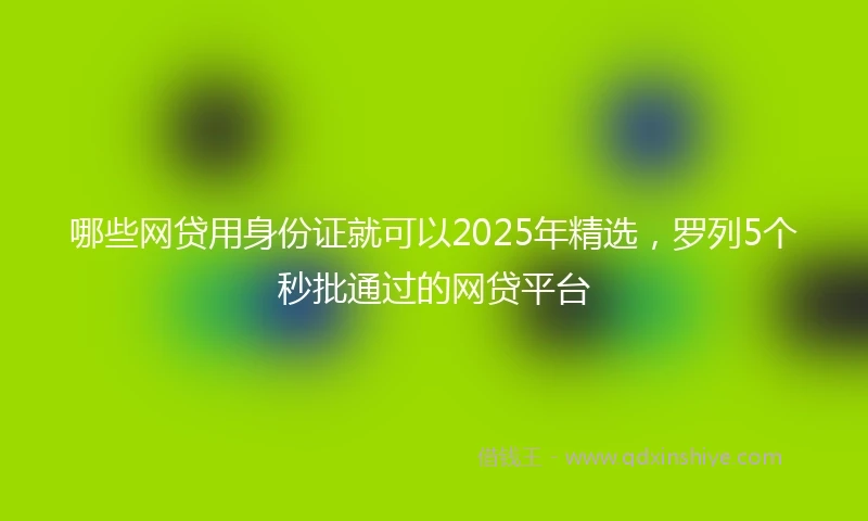 哪些网贷用身份证就可以2025年精选，罗列5个秒批通过的网贷平台