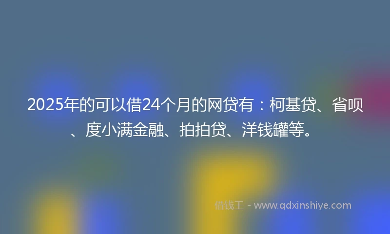 2025年的可以借24个月的网贷有：柯基贷、省呗、度小满金融、拍拍贷、洋钱罐等。