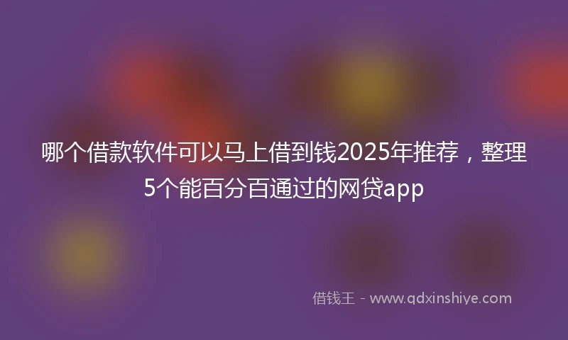哪个借款软件可以马上借到钱2025年推荐，整理5个能百分百通过的网贷app