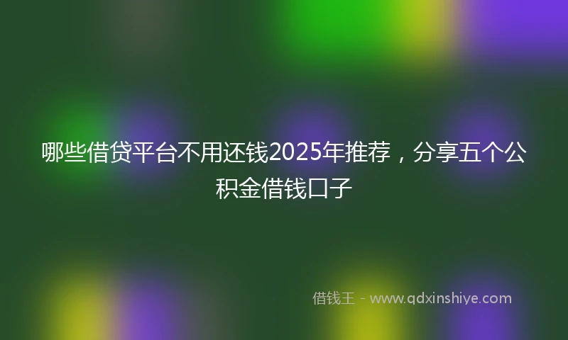 哪些借贷平台不用还钱2025年推荐，分享五个公积金借钱口子