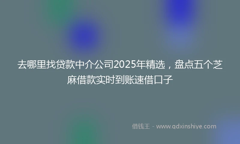 去哪里找贷款中介公司2025年精选，盘点五个芝麻借款实时到账速借口子